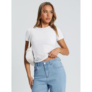 T-shirt à manches courtes ajusté personnalisé 2025 pour femmes Hauts d'été basiques Vêtements de sport mignons pour bébé Groupe d'âge - Product Image 6