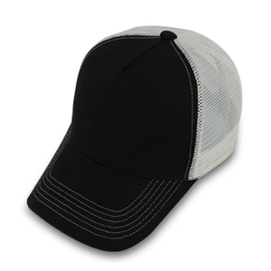 Casquette de baseball trucker en maille noire et blanche, réglable, 6 panneaux, délavée, unisexe, avec ouverture pour queue de cheval, pour sports de plein air - Product Image 6