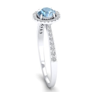 REYES Elegance <b>925</b> Sterling <b>Silver</b> GRA Certified Moissanite Engagement <b>Rings</b> For Women Natural Aquamarine Gemstone Fine Jewelry - Product Image 3