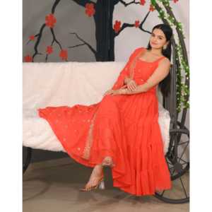 Vestido de diseño Georgette con bordado secuencial talla XL - Product Image 5