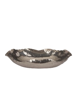 Bandeja Ovalada Decorativa con Asa de Pájaro Dorado, Diseño de Rama Texturizada en Latón Plateado, para Hogar y Bodas, Venta al por Mayor - Product Image 1