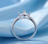 925 Sterling Silber 10mm Trillion-Korbfassung Ringrohling, vorgefertigt mit 4 Krappen, Halbfassung für Edelstein-DIY-Schmuck