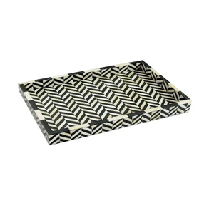 Bandeja de Servir con Incrustaciones de Hueso, Alta Calidad, Multifuncional, Diseño Moderno, Color Azul Cielo, Diseño de Hojas, Forma Rectangular, Personalizable - Product Image 2