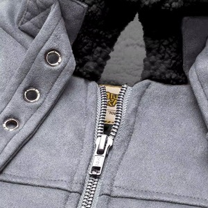 Veste en cuir bleu délavé pour homme – Collection Hiver Tendance – Style Urbain Chaud et Élégant avec Col Montant et Fermeture Éclair - Product Image 6