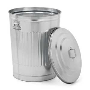 Galvanized Steel Trash Can with Separate <b>Lid</b> Ribbed Metal Waste <b>Bin</b> Outdoor Garden Public Street Garbage Bucket Rubbish Dustbin - Product Image 1