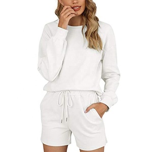 Wholesale Biker Shorts Matching Oversized Long Sleeve T Shirt Women Two Piece Quality Short <b>Sets</b> Women <b>Lounge</b> Wear <b>Sets</b> Casual - Product Image 2