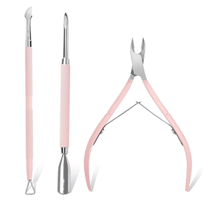 Juego de 3 Piezas de Acero Inoxidable, Cepillo para Cutículas de Doble Cabeza y Tijeras para Uñas, Herramienta Profesional para Manicura y Eliminación de Piel Muerta - Product Image 1