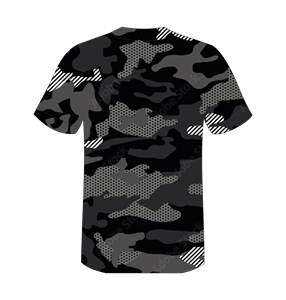 เสื้อเบสบอลผู้ชายแบบสั่งทำ สีดำลายพราง พิมพ์ลายแบบซับลิเมชั่น คอวี แขนสั้น ระบายอากาศได้ดี ผลิตจากโพลีเอสเตอร์ ทรงปกติ - Product Image 3