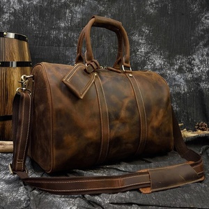 Bolsa de Viaje de Fin de Semana Elegante y Transpirable de Cuero Marrón, Bolsa de Lona para Maquillaje con Doble Compartimento para Zapatos, Bolsas de Viaje de Cuero - Product Image 5