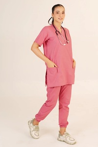 Ensemble de Blouse et Pantalon Médical EVERGLOW pour Femme, Bleu Marine, Manches Courtes, Col en V, Tenue d'Hôpital, Tissu Spandex/Polyester Tissé - Product Image 6