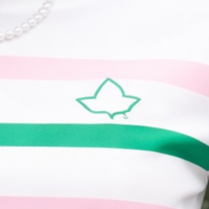T-shirt blanc personnalisé pour femme avec rayures vertes et roses, logo étoile brodé, manches courtes, col rond, haut décontracté tendance pour l'été - Product Image 4