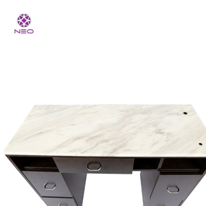 Table de manucure moderne NEO noire avec plateau en granit et plusieurs tiroirs pour salon de beauté - Product Image 5