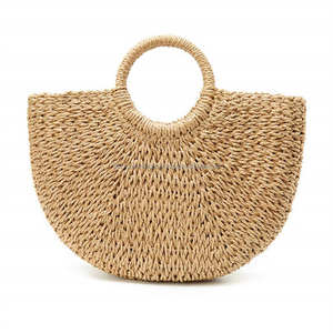 Nueva Colección de Bolsos de Paja Estilo Boho para Viaje, Bolsos de Playa Hechos a Mano, Bolsos de Jacinto de Agua para Uso Diario, Moda Tropical - Product Image 3
