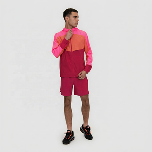 <b>Men's</b> Color Block Hooded Tracksuit Lightweight Windbreaker <b>Jacket</b> and Shorts Set Breathable Quick Dry Casual Outdoor Wear - Product Image 1