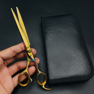 Ciseaux de barbier professionnels plaqués or, en acier inoxydable, ciseaux de beauté pour cheveux, ciseaux de barbier personnalisés avec nom de marque - Product Image 1