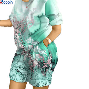 Conjuntos de 2 piezas personalizados de moda de verano para mujer: camiseta y pantalones cortos estampados, chándal informal holgado. - Product Image 6