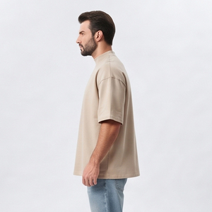 เสื้อยืดคอกลมโอเวอร์ไซส์ผู้ชาย 350 GSM แขนสั้น เสื้อยืดลำลองผู้ชาย ไซส์พลัส เสื้อยืดผ้าฝ้ายถัก สไตล์สตรีท - Product Image 3