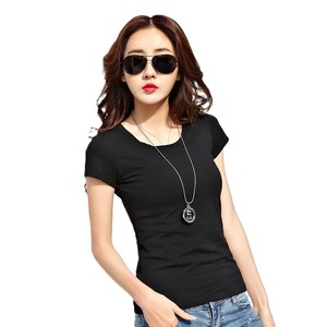 Camisetas Cómodas de Cuello Redondo para Mujer, Manga Corta Casual, Color Liso Personalizado, Ecológicas, 100% Algodón Transpirable de Secado Rápido - Product Image 5