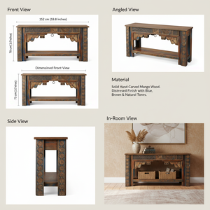 High Quality Luxury Handcrafted Solid Wood Multicolor Tribal <b>Console</b> <b>Table</b> with Drawer for Living Room Available at Good Price - Product Image 4