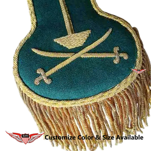 Epaulette Francés Napoleónico Verde Bordado con Flecos de Hilo Dorado, Hecho a Mano, para Disfraz - Product Image 2