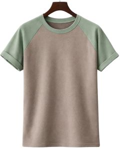 เสื้อยืดแขนสั้นคอกลมผ้าฝ้ายทรงแร็กแลนสำหรับผู้ชาย สองสี ลำลอง ใส่สบายสำหรับฤดูร้อน  ย้อมสีพื้น  รับผลิตตามแบบ  พร้อมสกรีนโลโก้  ผู้ผลิต OEM - Product Image 1