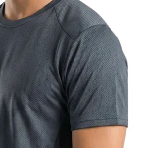 Camiseta Deportiva Gris para Hombre, Ligera, Transpirable, Cuello Redondo, Manga Corta, para Gimnasio, Entrenamiento, Ejercicio, Rendimiento, Ropa Deportiva - Product Image 5