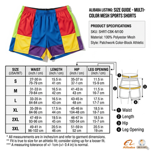 Shorts de sport en maille vibrante à empiècements - Vêtements de sport respirants haute performance - Product Image 6