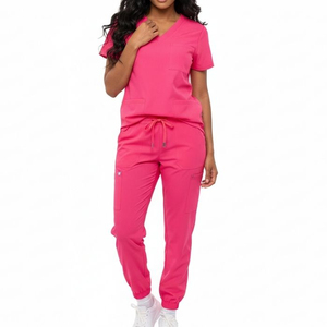 High Quality Women's Medical Uniforms Comfortable Knitted Polyester/Cotton Quick Dry Breathable <b>Scrub</b> <b>Sets</b> for Nurses Clinics - Product Image 6