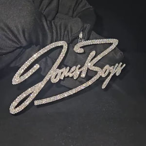 Collar de Lujo Unisex Jones Boys con Incrustaciones de Moissanita, Chapado en Rodio, Plata 925, Estilo Hip Hop, para Uso Diario - Product Image 1
