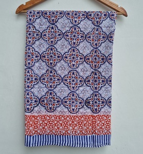 Wholesale Hand Block Print Lightweight Breathable Long Cotton <b>Sarong</b> Pareo Floral Beach <b>Wrap</b> for Women Boho Cover 100% Cotton up - Product Image 2