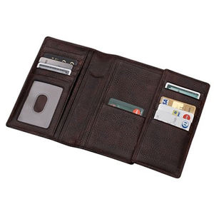 Couverture de damier en cuir véritable, pièces, pour femmes et hommes, portefeuille de cartes à trois volets RFID - Product Image 2