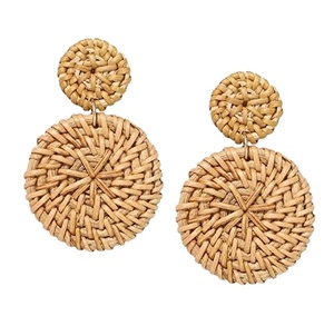 Boucles d'oreilles en rotin boucles d'oreilles faites à la main Boho été pour femmes exportation en vrac - Product Image 1