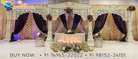 Décoration de cérémonie Haldi de luxe moderne pour l'extérieur, pour la mariée et le marié, mariage sud-indien, matériau en fibre de verre