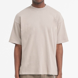 เสื้อยืดคอตตอนทรงหลวมสีเบจ น้ำหนัก 270 กรัม สำหรับผู้ชาย คอกลม แขนสั้น ทรงโอเวอร์ไซส์ สไตล์ลำลอง สตรีทแวร์ แฟชั่นท็อป - Product Image 1