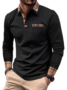 <b>Men's</b> XL Size New Summer Sports Casual Long-Sleeved for Polo <b>Shirt</b> Solid Knitted Fabric with <b>Leopard</b> Tennis Design Button - Product Image 2