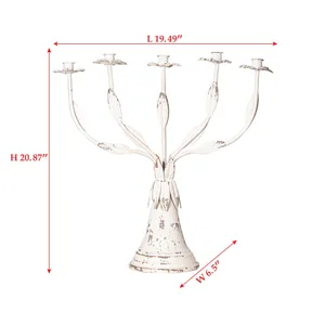 <b>White</b> Distressed <b>Candlestick</b> Holder Tapered Base Round Shape Handmade Christmas Home Decoration - Product Image 6