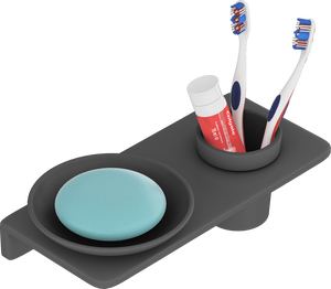 Porte-savon double grand format carré avec support mural, double couche, en verre et métal, robuste, pour salle de bain - Product Image 2