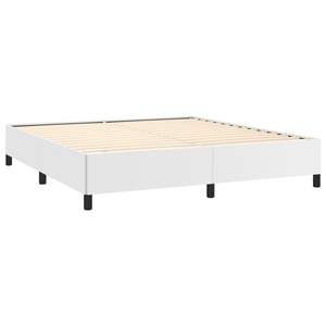 Cadre de lit Queen en similicuir blanc, contreplaqué et bois d'ingénierie, lit rembourré haut de gamme - Product Image 4