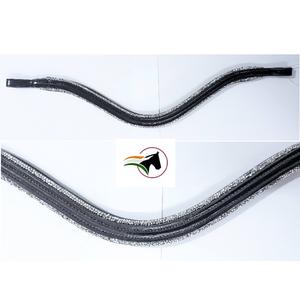Frontalera para caballo con ribete de cristal de roca, diseño delgado, preinstalada para cristales de remache, acolchada, piezas de repuesto para brida. - Product Image 1