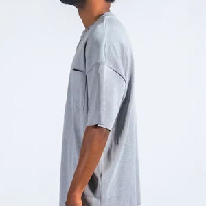Camiseta Extra Grande para Hombre, Venta al Por Mayor, 220g, Unisex, Estilo Urbano, Hip Hop, Vintage, Lisa, Informal, Verano, 100% Algodón - Product Image 4