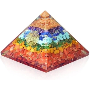 Pyramide d'orgone portable faite à la main 7 chakras, style pierres précieuses, objet de collection d'art, qualité supérieure, mariage F S CRYSTAL New Age - Product Image 4