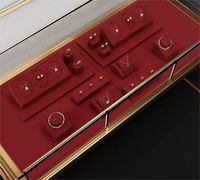 VANLOCY Présentoir de luxe pour boucles d'oreilles piercing Collier Présentoir de comptoir à bijoux Accessoires Présentoir à bijoux en microfibre rouge