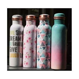 Pure Copper Handmade Water Bottle Reusable Ayurvedic Drinking Bottle Copper Storage Bottle For <b>Men</b> Women Home Office Travel - Product Image 2