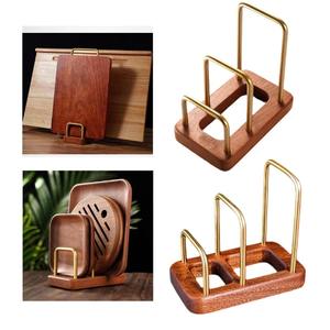 Soporte de Madera Premium para Tablas de Cortar con TRES Ranuras, Base Sólida, Organizador Moderno para Encimera de Cocina, Almacenamiento de Tablas de Cortar - Product Image 4