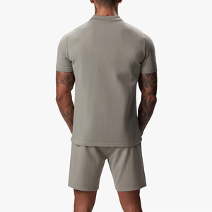 Ensemble de shorts pour hommes en mélange de coton premium, ensemble deux pièces en molleton technique 2026, coupe athlétique, survêtement d'été, tenue décontractée, ensemble coordonné - Product Image 3