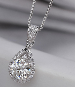 สร้อยคอเพชรโมอิสซาไนต์ทรงกลม เงินแท้ 925 ของขวัญสำหรับผู้หญิง - Product Image 2