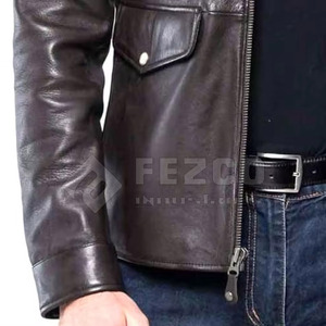 Chaqueta de Invierno para Hombre de Cuero Genuino de Alta Calidad con Cuello Alto y Logotipo Frontal, Impermeable y Transpirable - Product Image 5