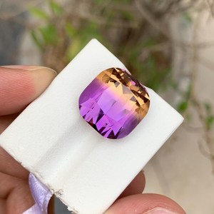 Ametrino Boliviano Natural, Piedra Preciosa Bicolor Púrpura y Amarilla, Facetada, Calidad Premium, para Joyería - Product Image 4