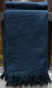 Manta Tejida Azul Marino Sólido con Borlas, Rectangular, Mezcla de Algodón y Lana, Estilo Clásico, para Uso en el Hogar en Todas las Estaciones - Product Image 4