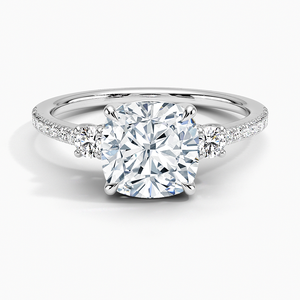 BOJ <b>Ring</b> 0145 <b>Cushion</b> Cut 925 Silver Lyra Three Stone Prong Setting Solitaire Diamond <b>Ring</b> 2ct D Color VVS1 Moissanite GRA Sale - Product Image 1